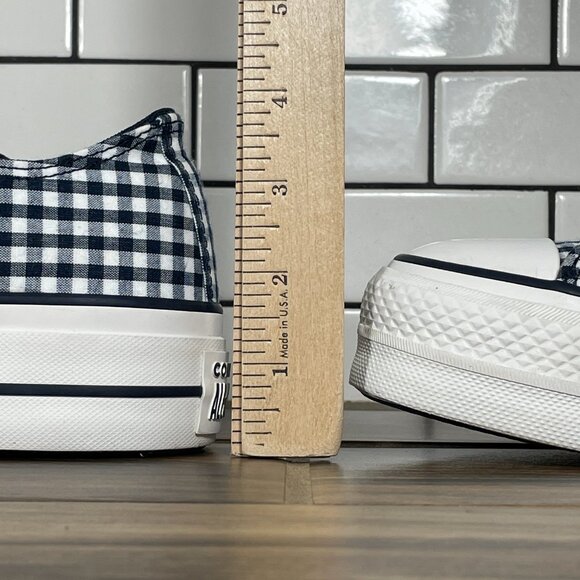 Converse CTAS Lift OX Womens Sz 8 Shoes Obsidian White Gingham Platform Sneaker - Picture 10 of 13